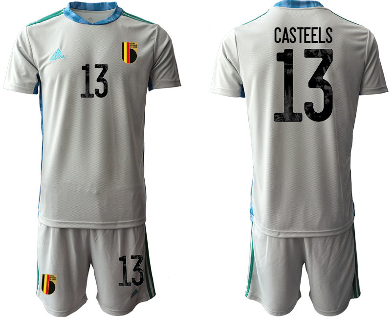 Men 2021 European Cup Belgium grey goalkeeper #13 Soccer Jerseys